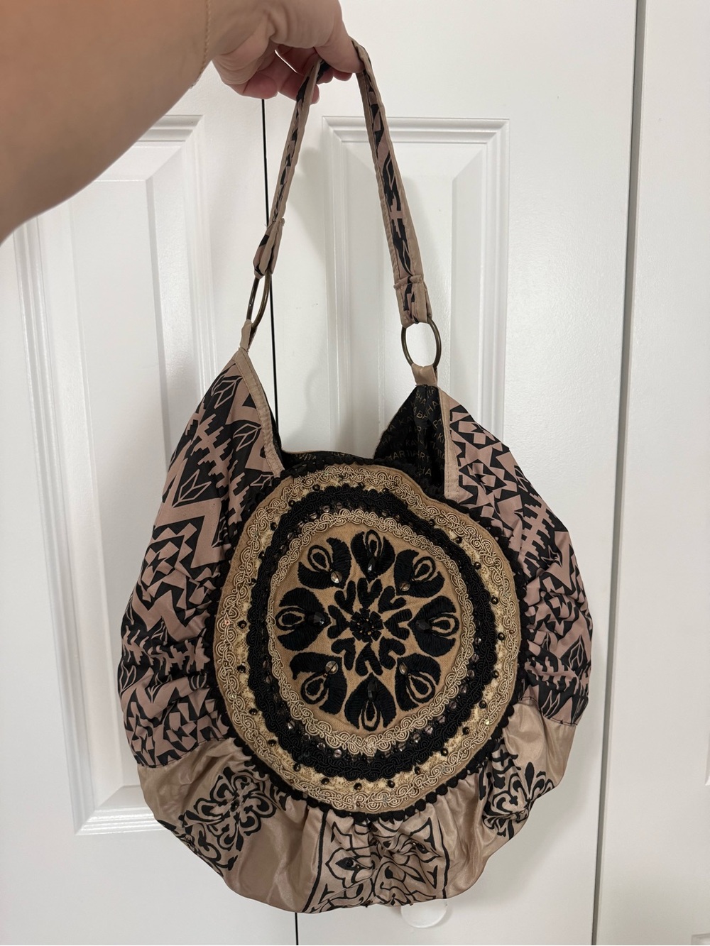 Boho Embroidered Kavita Bhartia Round Shoulder Bag